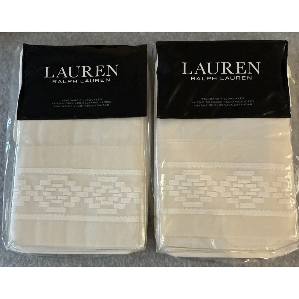 LAUREN RALPH LAUREN Mason Embroidered Pillowcases Pair Standard Cream 4 Included